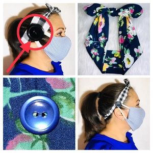❤️ Floral Headband with Buttons for Face Masks!❤️
